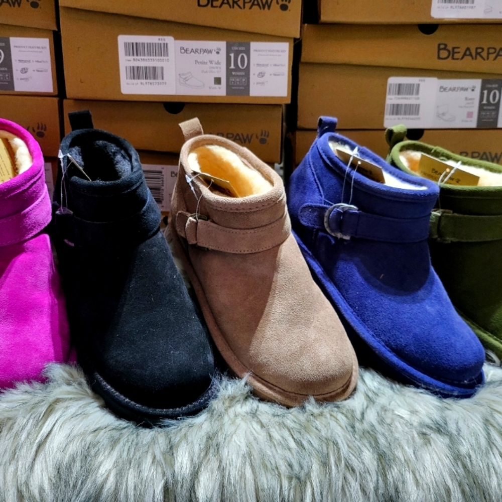BearPaw NWTB blk 9M,11M,10M,10W Taupe 8W Orchid 8M,10M Indigo 9,10M Olive 9